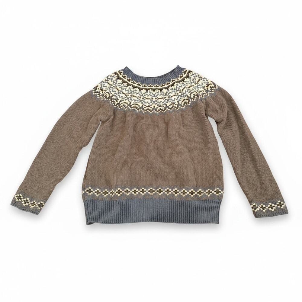 Blue Grey Brown Fair Isle Sweater Size Medium